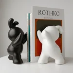 Desk Accessories Ceramic Rabbit Bookend Statues Bookshelf Living Room Decoration Figurines Nordic Cartoons Craft Home Decor Gift - Image 3