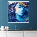 Dreamy Blue Texture Female Portrait Art Poster Print Abstract Aesthetic Graffiti Girl Portrait Canvas Painting Wall Home Decor - Image 5
