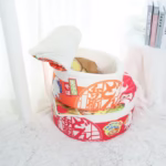 Noodle-Shaped Fleece-Lined Pet Bed Warm Breathable Detachable Round Cat Nest Flip Cover Four Seasons Universal Dog Kennel - Image 4