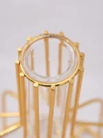 1 set of gold wrought iron metal vase hydroponic container test tube vase living room illustration decoration - Image 3