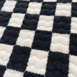 WOSTAR Soft warm plush mattress protector cover winter couple 2 people black white plaid elastic fitted sheet bed protection pad - Image 3