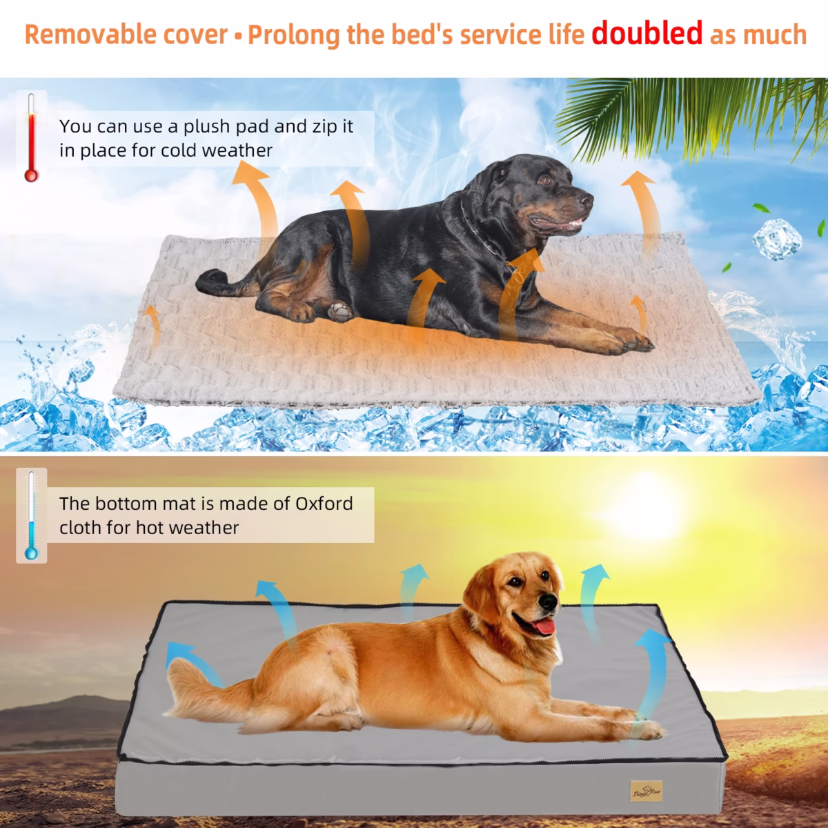 L-3XL Dog Bed Orthopedic Pet Calming Bed Soft Sponge Foam Base Dog Crate Kennels Mat with Removable Cover - Image 6