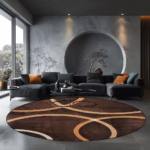 Stylish Grey Geometric Round Rug for Modern Living Spaces - Image 4