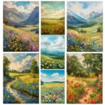Natural Grassland Floral Scenery Forget Me Not Rose Flower Art Poster Canvas Oil Printing Living Room Bedroom Home Decoration