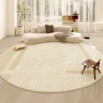 Minimalist Line Living Room Decoration Carpet Japanese-style Round Rugs for Bedroom Fluffy Soft Thicken Rug Home Study Plush Mat - Image 2