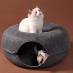 Donut Cat Bed for 2 Cats Pet Cat Tunnel Toys Kitten House Basket Interactive Play Toys for Cats Natural Felt Rabbit Cave Nest - Image 4