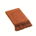 Cozy Morandi Orange Knitted Tassel Blanket for Travel & Home - Image 4