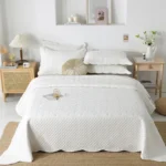 Nordic Embroidered Cotton Quilted Bedspread, Padded Blanket, Throw Coverlet, Home Coverlet, Summer, 3Pcs - Image 3
