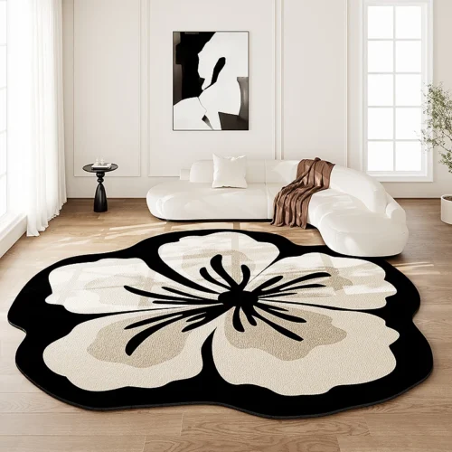 Chic Retro Flower-Shaped Carpet – Luxurious Washable Rug