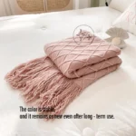 Nordic style shawl tassel hand - knitted blanket - - Sofa/Nap/Air-Condition Use - Summer Leisure Blanket - King /Queen Size - Image 4