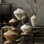Jingdezhen Quiet Wind Zen Decorations Desktop Vase Large And Coarse Pottery Pot Hand Arranging Retro Porcelain Vases Home Decor