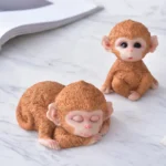 Resin Cute Sitting Monkey Statue, No Look Talk Listen, Lovely Animal Sculpture Home Garden Office Desk, Decorative Ornament, 1Pc - Image 3