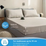 Pure Linen Fitted Sheet 35cm Deep Pocket Bed Mattress Cover Solid Color Non-slip Fixed Sheet Cover Dust Protective Bedspread - Image 3