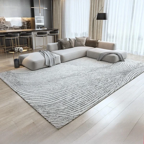 Modern Style Rugs for Bedroom Minimalist Living Room Decoration Line Carpet Thick Plush Lounge Floor Mat Fluffy Soft Bedside Rug