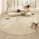 Minimalist Line Living Room Decoration Carpet Japanese-style Round Rugs for Bedroom Fluffy Soft Thicken Rug Home Study Plush Mat - Image 3