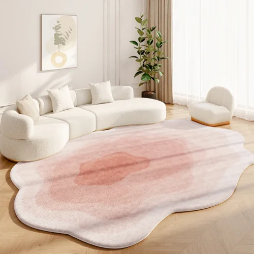 Plush Irregular Cream Rugs – Cozy Soft Floor Mat for Your Space