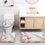 Sea Star and Shell Bathroom Set - Soft Non Slip Contour Mat, Toilet Lid, and Bath Mat, Suitable for Beach Style Home Decor - Image 5