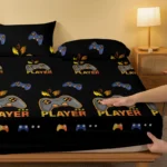 1 Piece of Giant Player Black Pattern Frosted Bedsheet, Bedroom Printed Bedspread, Bedding (Excluding Pillowcases) - Image 3