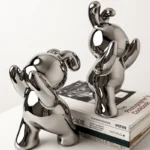 Desk Accessories Ceramic Rabbit Bookend Statues Bookshelf Living Room Decoration Figurines Nordic Cartoons Craft Home Decor Gift - Image 4
