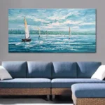 Mintura,Large Artwork,Handpainted Sailboats Landscape Oil Paintings on Canvas,Modern Home Decor,Wall Art Picture,Room Decoration - Image 2