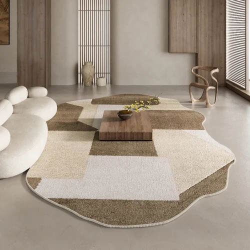 Cozy Brown Fluffy Retro Rug for Chic Home Interiors