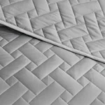 3pcs Quilted Bedspread Set Geometric Grid Pattern,Soft Polyester Thick Bed Cover wuth Pillowcase,Plain US Queen 264*230cm - Image 2