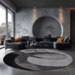 Stylish Grey Geometric Round Rug for Modern Living Spaces