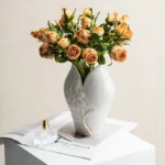 OasinRetro Ceramic Fish Vase Wabi Sabi Home Living Room Decoration Centerpiece Flower Container for Dried Flower Pampas Grass - Image 3