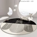 Black White Line Cloakroom Rug Modern Nordic Bedroom Decor Carpet Minimalist Round Carpets for Living Room Soft Fluffy Plush Mat