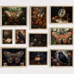 Gothic Vintage Phonograph Antique Aesthetic Poster Dark Academy Butterfly Crow Canvas Painting Gallery Wall Art Mural Home Decor - Image 2