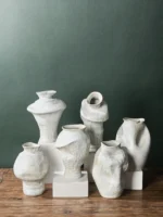 Retro White Cerc Flower Vase Handmade High-End Wabi-Sabi Sle for Hotels And Home Decor Living Room Bedroom Study - Image 5
