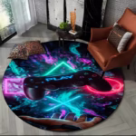 Game Controller Round Area Rug Cartoon Gamer Circle Carpet Rug for Living Room Children's Bedroom Sofa Decor Non-slip Floor Mat - Image 5