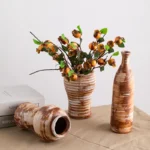 OasinRustic Ceramic Vase Textured Pottery Centerpieces Kitchen Bathroom Mantel Bedroom Living Room Home Decoration Objects - Image 3