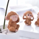 Resin Cute Sitting Monkey Statue, No Look Talk Listen, Lovely Animal Sculpture Home Garden Office Desk, Decorative Ornament, 1Pc - Image 4