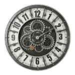 46cm Wall Clock with Moving Gears Oversized Large Industrial Steampunk Wall Clock Antique Gold Metal Roman Numeral Wall Clocks - Image 4