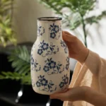 Charming Handcrafted Blue & White Ceramic Vase with Crackle Finish