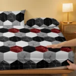 1 stylish marble patterned frosted bedsheet, bedroom printed bedspread, bedding (excluding pillowcases) - Image 3