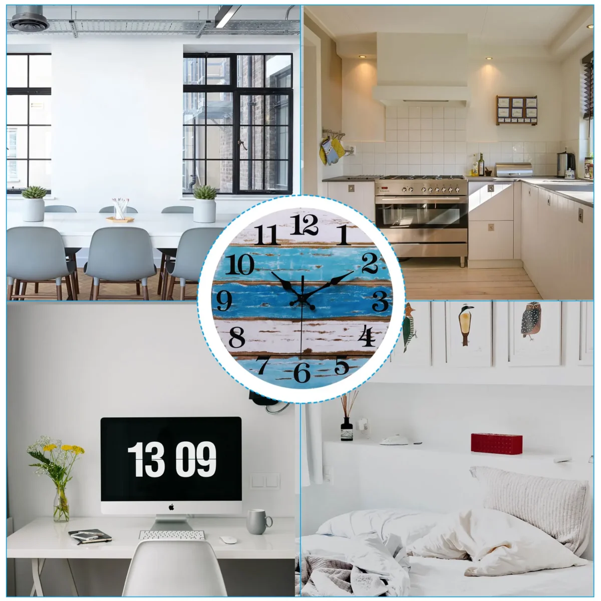 12 Inch Wall Clock Quartz Silent Non-Ticking Round Wooden Wall Clocks Retro Decorative For Bathroom Home Living Room Bedroom - Image 6