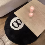 Plush Black 8 Ball Rug Creative Soft Anti-slip 8 Ball Carpet Round Skin Friendly 8 Ball Mat Hoom Decor - Image 3