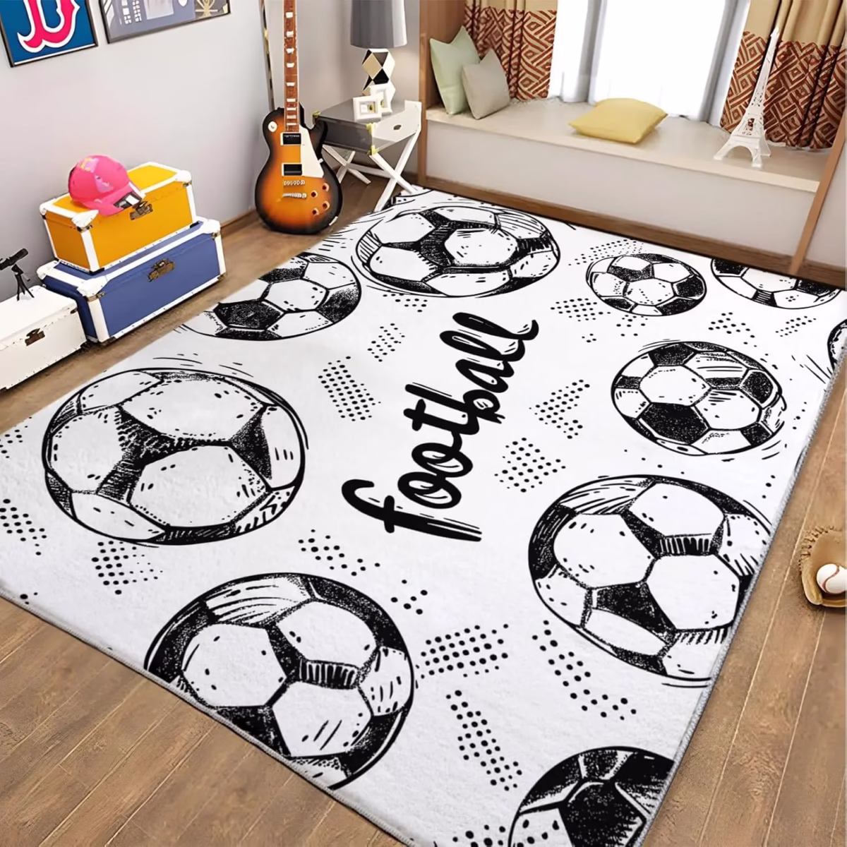 VIKAMA 3D Visual Ball Field Living Room Carpet Home Sports Style Bedroom Bedside Rug Non-Slip Dirt Repellent Manageability - Image 4