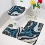 Abstract Black White Marble Bath Mat Set Creative Geometric Texture Modern Carpet Home Bathroom Decor Non-slip Rugs Toilet Cover - Image 2