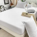 Solid Brushed Bed Sheet Set,Premium Fitted Sheet and Pillowcases,Soft Sateen Finish for Luxurious Comfort,Easy Care