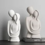 Nordic Abstract Couple Sculpture, Lover Hugging Characters, Frosted Ceramic Statues, Plain White/Grey Figurines, Wedding Gifts - Image 3