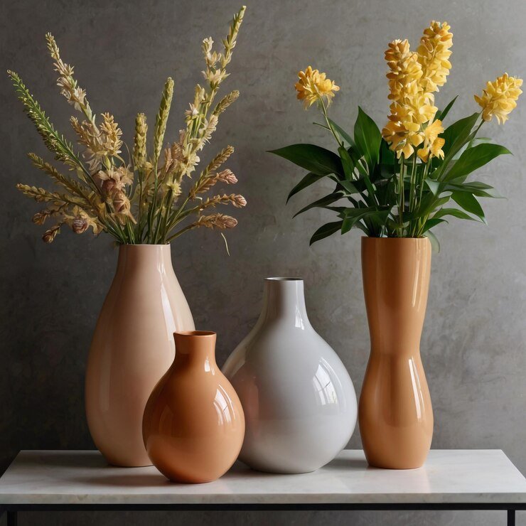 Oasin 43 three vases with flowers one has word spring it 1200281 5384