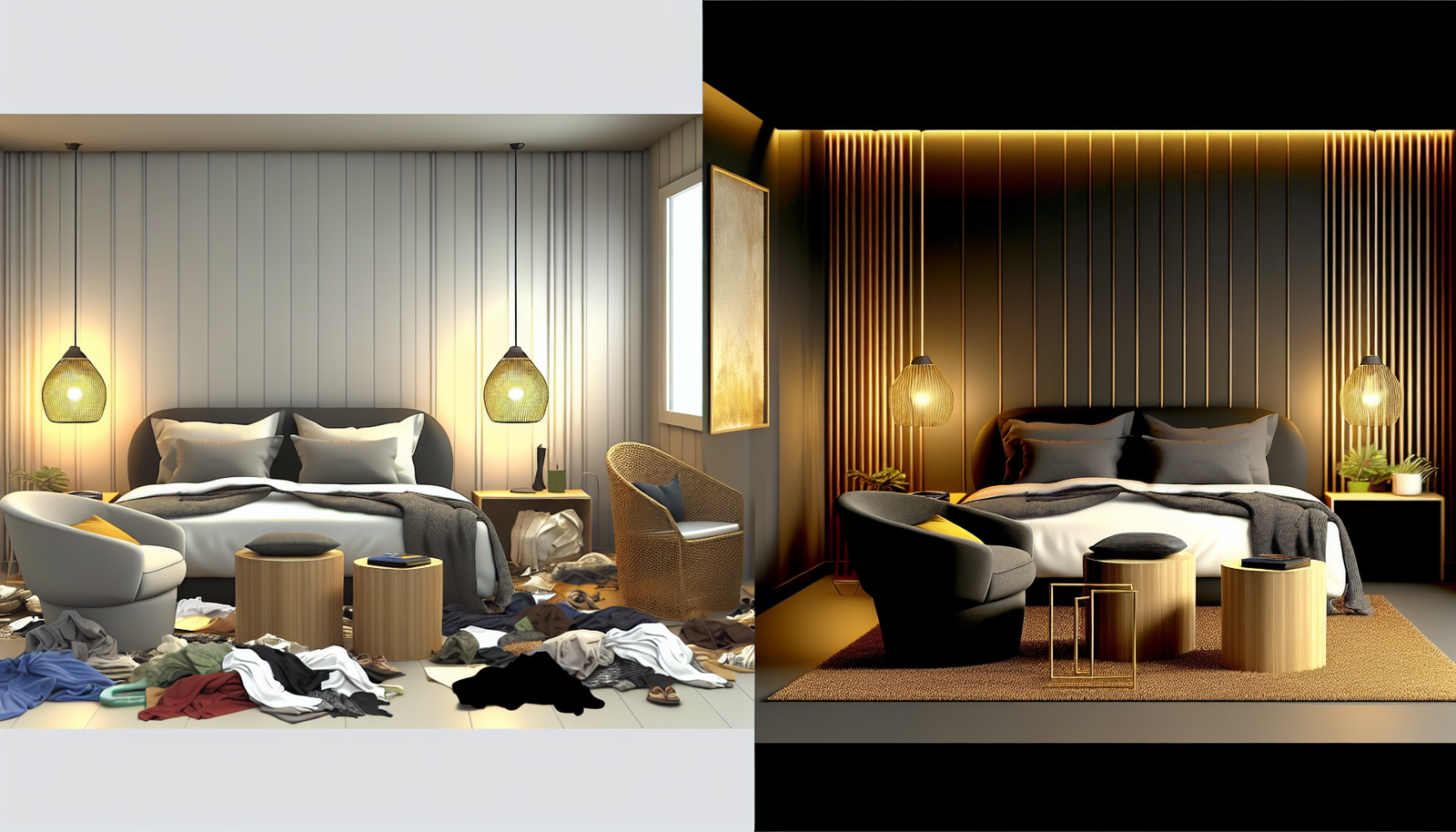 Transform Your Space: A Glamorous Charcoal and Gold Bedroom Makeover