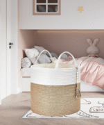 Home Cotton Rope Woven Storage Basket Dirty Clothes Basket Storage Basket Living Room Bedroom Large Capacity Sundries Basket