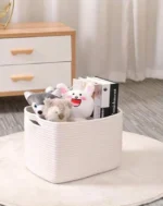 Durable Small Cotton Rope Basket for Organizing Woven Closet Storage Bin Shelves Closet Storage Basket Bathroom Organizer Bin