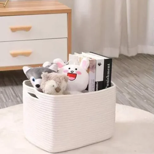Durable Small Cotton Rope Basket for Organizing Woven Closet Storage Bin Shelves Closet Storage Basket Bathroom Organizer Bin