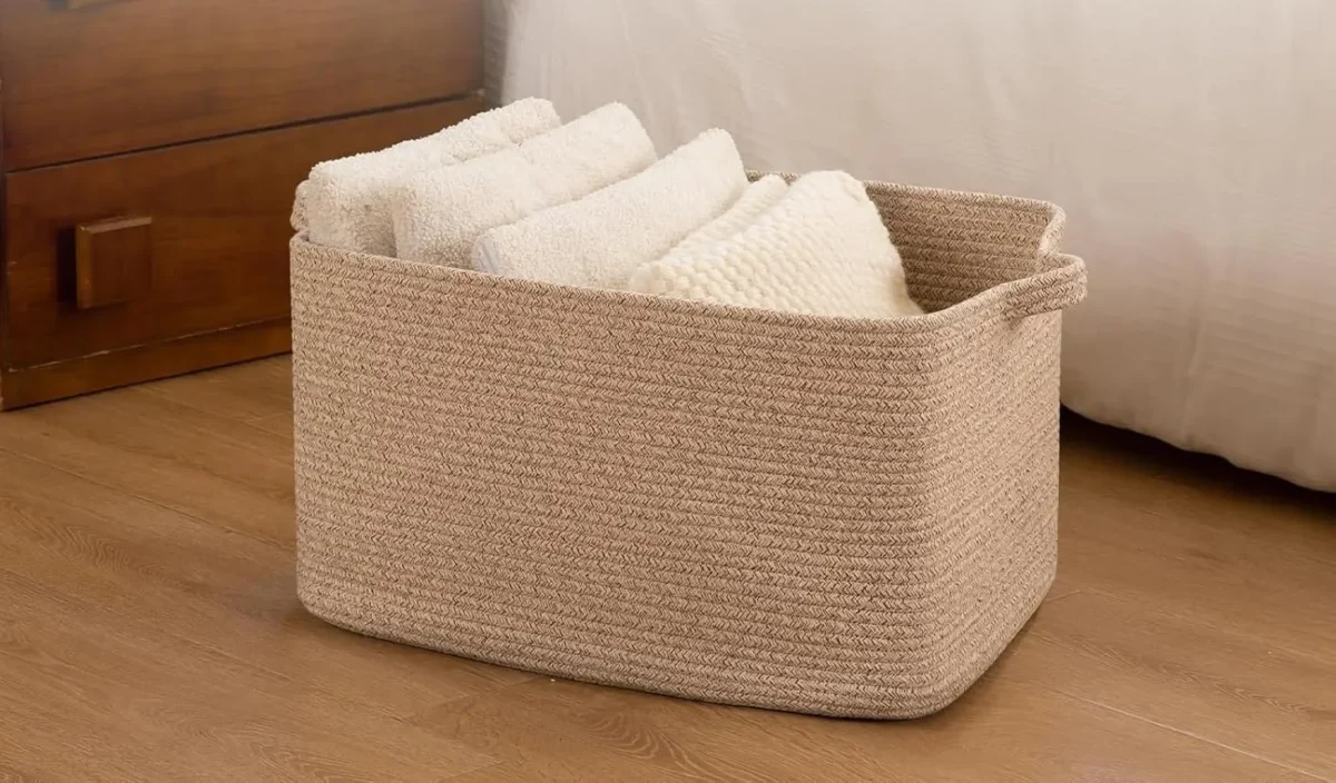 Large Capacity Cotton Rope Woven Storage Basket Dirty Clothes Basket Miscellaneous Items Basket Snacks Toys Basket Home Use - Image 1