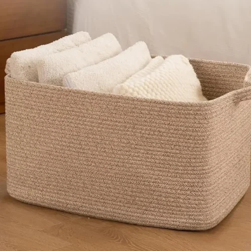 Large Capacity Cotton Rope Woven Storage Basket Dirty Clothes Basket Miscellaneous Items Basket Snacks Toys Basket Home Use